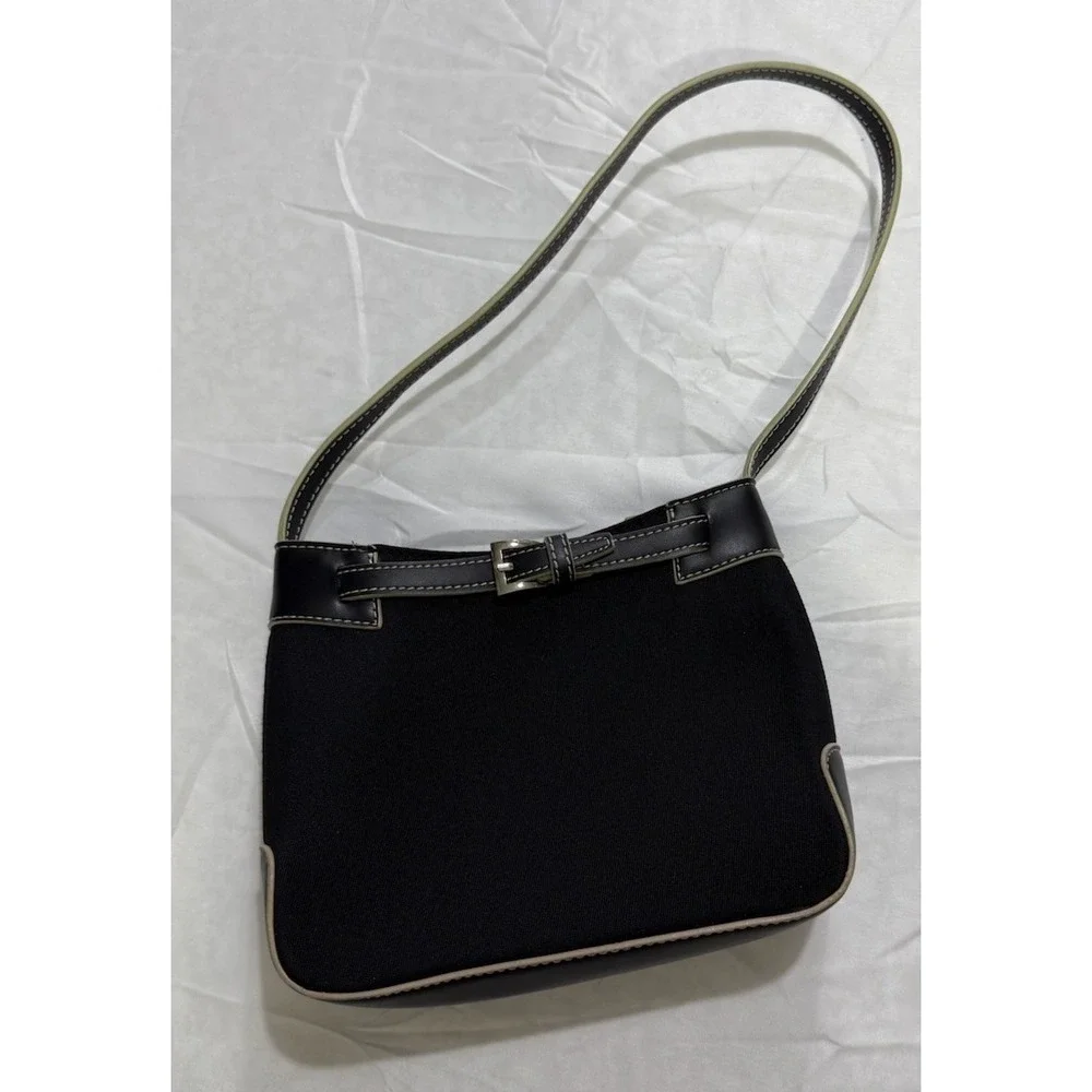 Etienne Aigner‎ Black Nylon Canvas & Leather Handbag/Purse